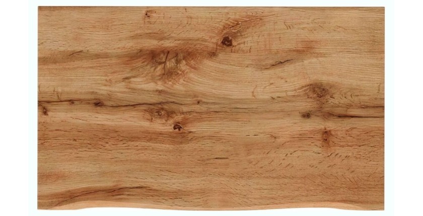 Plan pour vasque aspect chêne 80cm aux finitions biseautées et irrégulières vu de haut