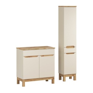 Ensemble ERMANO cachemire 115cm : meuble sous vasque, plan pour vasque biseauté et colonne