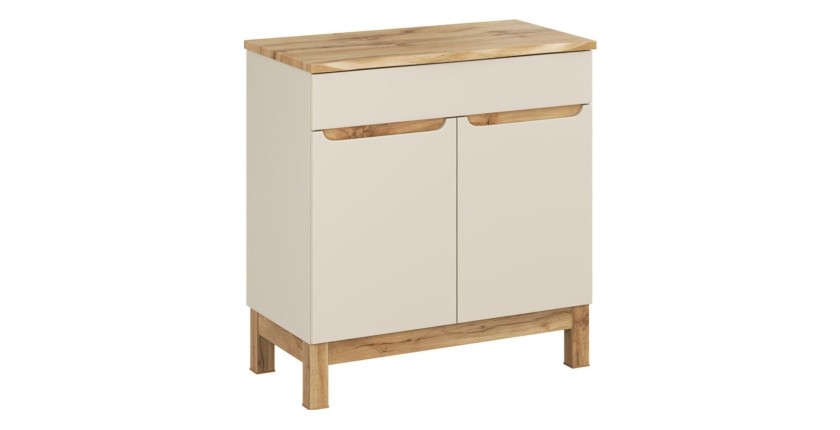 Ensemble ERMANO cachemire 80cm : meuble sous vasque et plan pour vasque biseauté