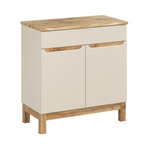 Ensemble ERMANO cachemire 80cm : meuble sous vasque et plan pour vasque biseauté