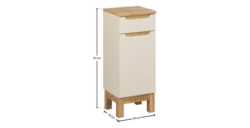 Meuble de rangement à poser ERMANO cachemire et chêne dimensions