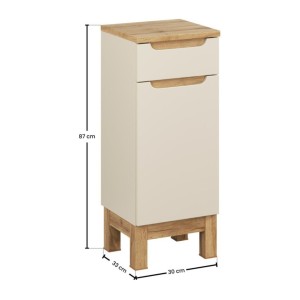 Meuble de rangement à poser ERMANO cachemire et chêne dimensions