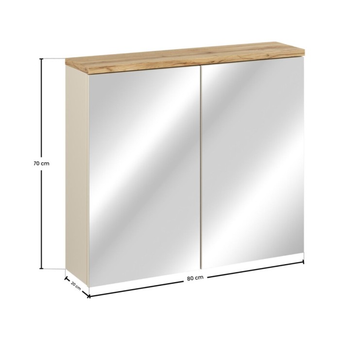 Mueble de almacenamiento ERMANO con puertas espejo - L80 x H70 x P20 - Para colgar