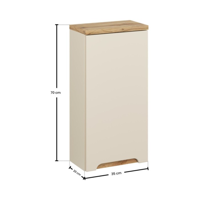 Mueble de almacenamiento ERMANO - 1 puerta - L35 x H70 x P20 - color cachemira y roble - Para colgar