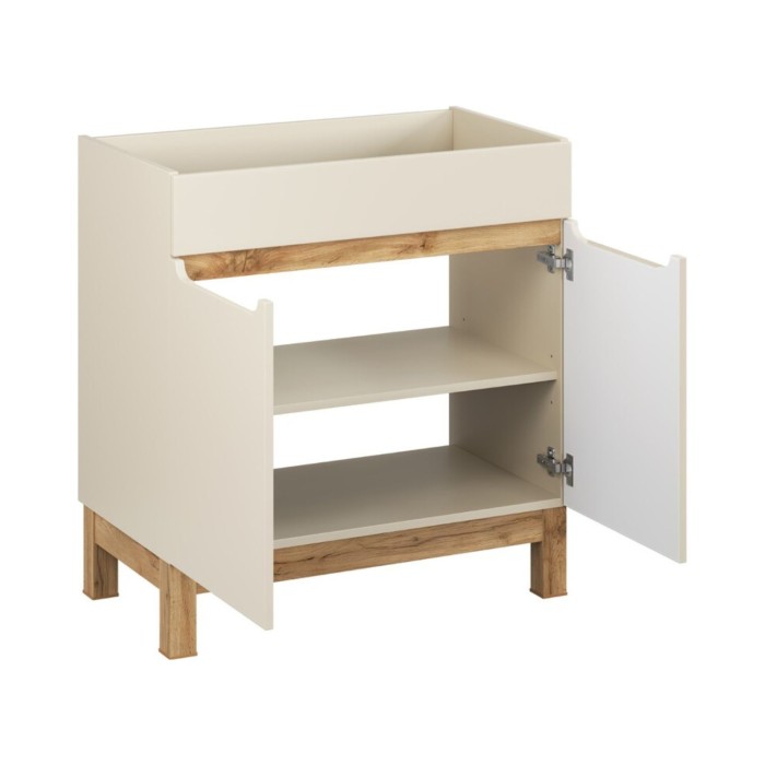 Mobile sottolavabo ERMANO – 2 porte – Cachemire e quercia – L80 × H84 × P46 cm – Da appoggio