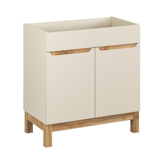 Mobile sottolavabo ERMANO – 2 porte – Cachemire e quercia – L80 × H84 × P46 cm – Da appoggio