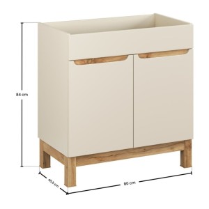 Meuble sous vasque ERMANO cachemire et chêne 80cm dimensions