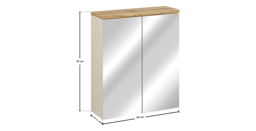 Meuble de rangement suspendu avec portes en miroirs ERMANO dimensions