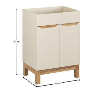 Meuble sous vasque ERMANO cachemire et chêne 60cm dimensions