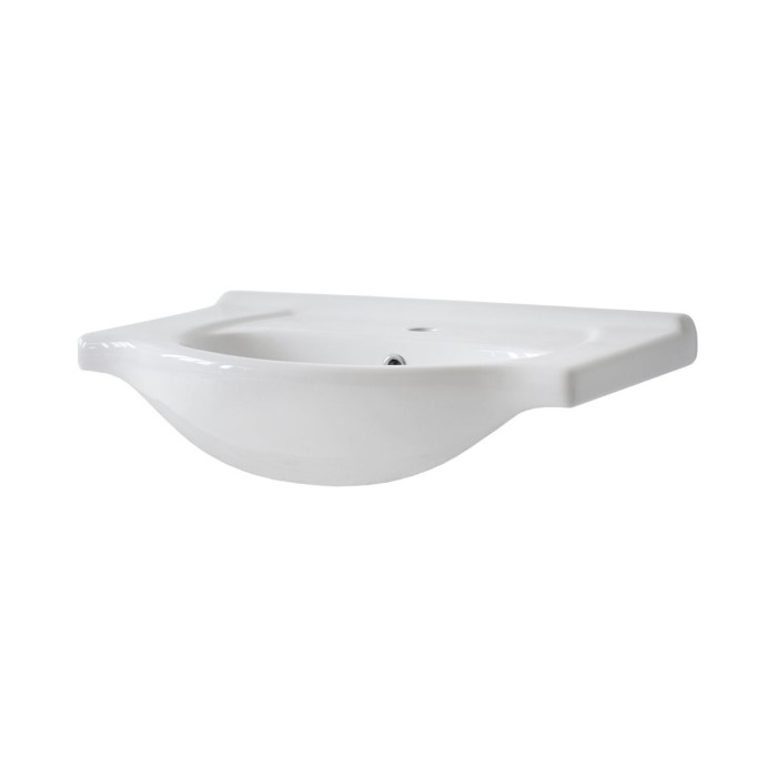 Opbouwwastafel CALMA 65 cm in glanzend wit keramiek