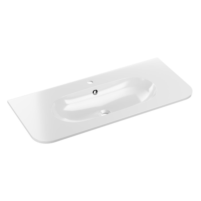 Wastafel LINEA 100 cm in wit glanzend mineraalhars