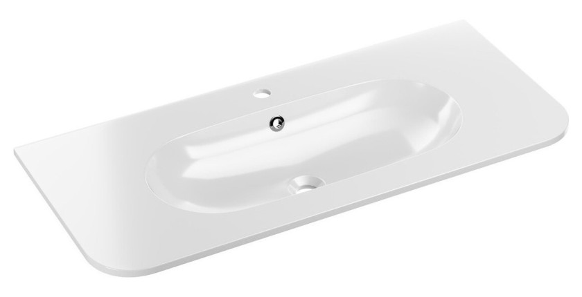 Vasque à encastrer LINEA 100 cm en résine minérale blanc brillant