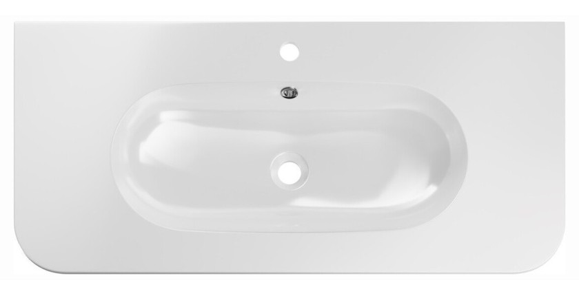 Vasque à encastrer LINEA 100 cm en résine minérale blanc brillant