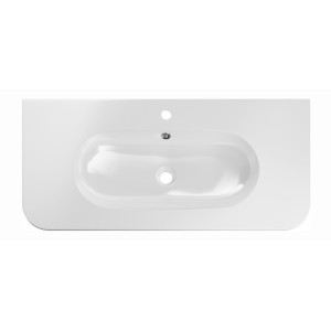 Vasque à encastrer LINEA 100 cm en résine minérale blanc brillant