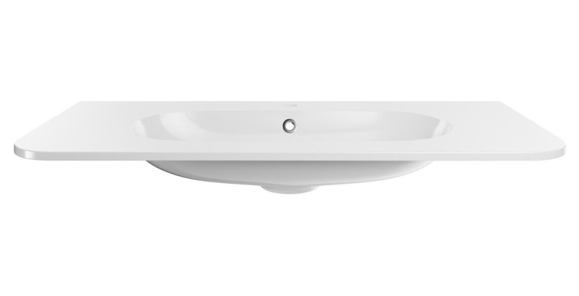 Vasque à encastrer LINEA 100 cm en résine minérale blanc brillant