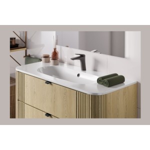 Vasque à encastrer LINEA 100 cm en résine minérale blanc brillant