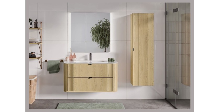 Vasque à encastrer LINEA 100 cm en résine minérale blanc brillant