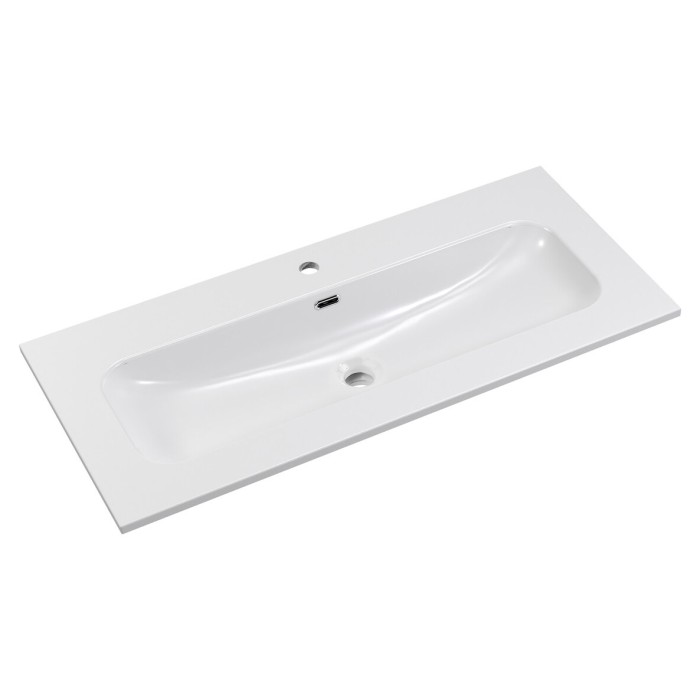 Wastafel LARGO 100 cm in glanzend wit keramiek
