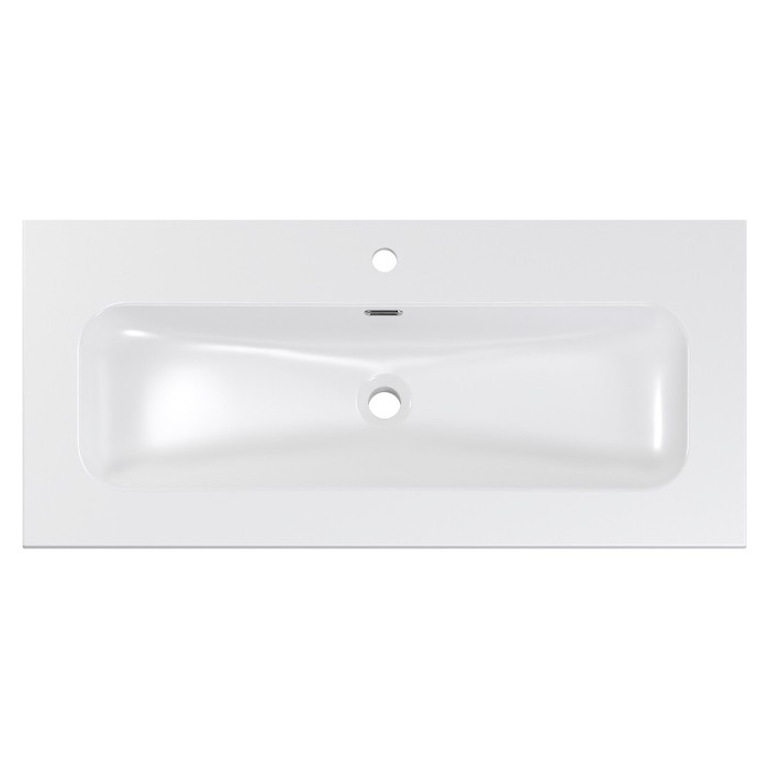 Wastafel LARGO 100 cm in glanzend wit keramiek