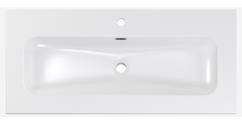 Vasque à encastrer LARGO 100 cm en céramique blanche brillante