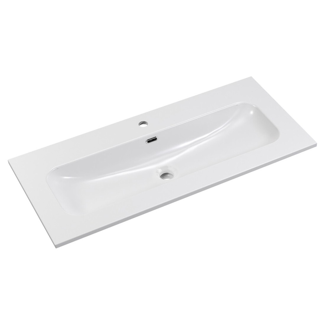 Vasque à encastrer KUBE 100 cm en céramique blanche brillante