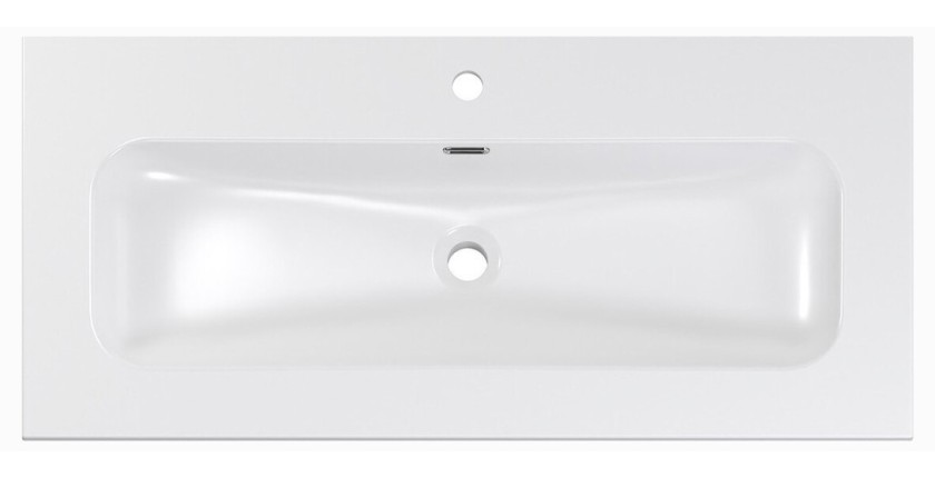 Vasque à encastrer KUBE 100 cm en céramique blanche brillante