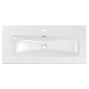 Vasque à encastrer KUBE 100 cm en céramique blanche brillante