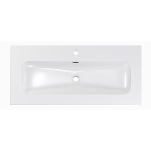 Vasque à encastrer KUBE 100 cm en céramique blanche brillante