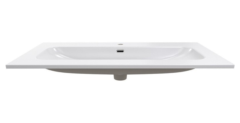 Vasque à encastrer KUBE 100 cm en céramique blanche brillante
