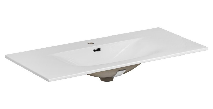 Vasque à encastrer VELOA 100 cm en céramique blanche brillante