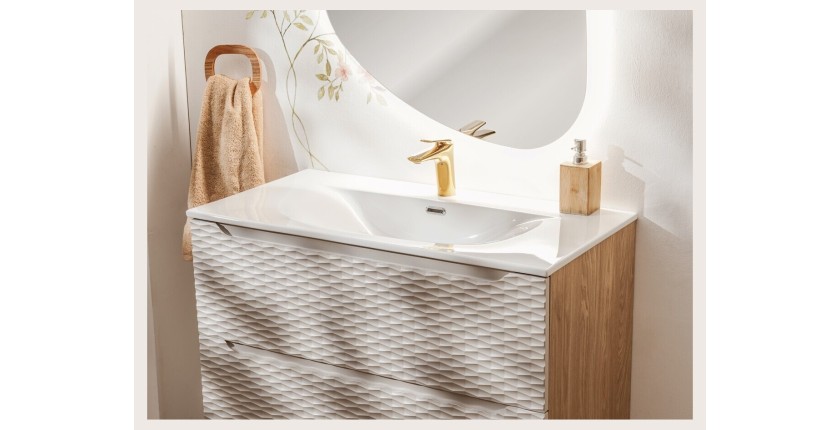 Vasque à encastrer VELOA 100 cm en céramique blanche brillante