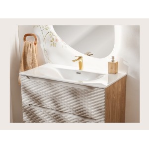 Vasque à encastrer VELOA 100 cm en céramique blanche brillante