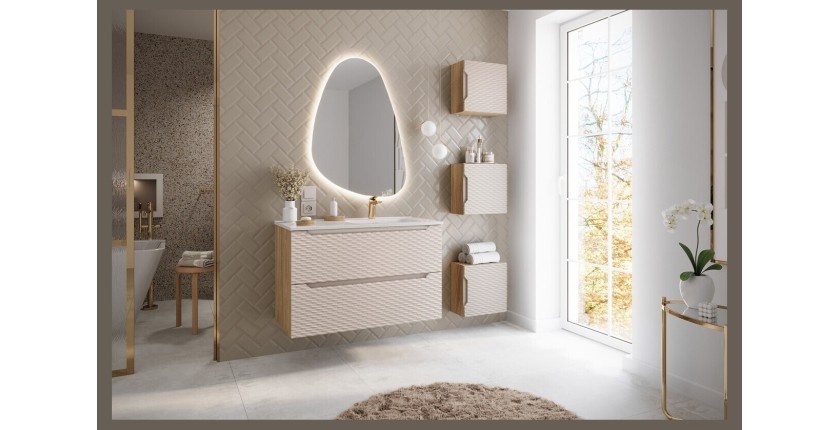 Vasque à encastrer ESSEN 100 cm en céramique blanche brillante décentrée à droite