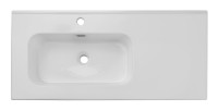Vasque à encastrer ESSEN 100 cm en céramique blanche brillante décentrée gauche
