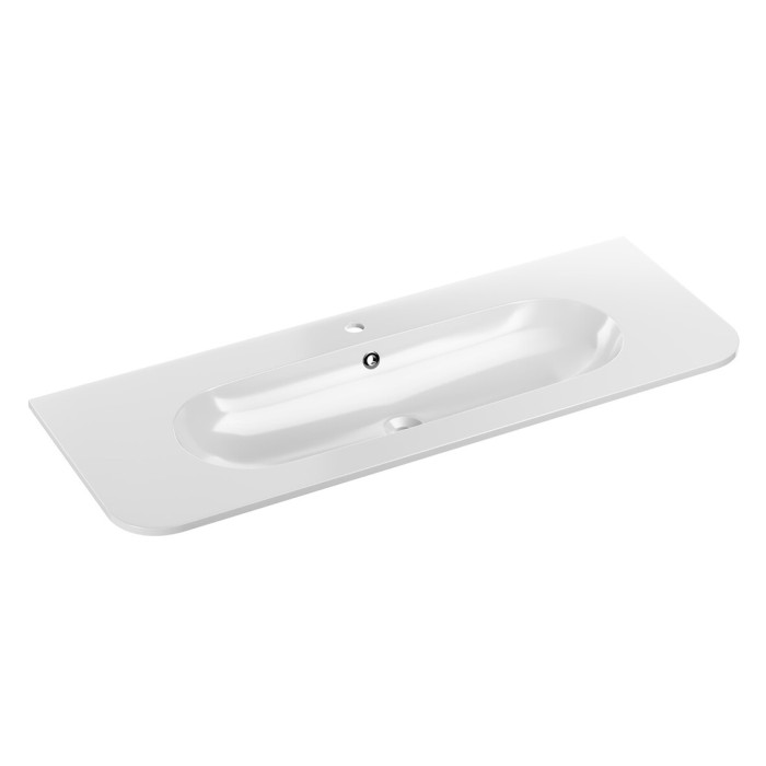 Vasque XL à encastrer LINEA 120 cm en résine minérale blanc brillant