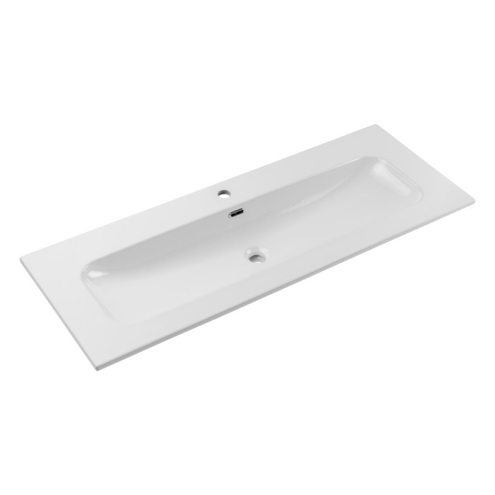 Wastafel XL inbouw LARGO 120 cm in glanzend wit keramiek