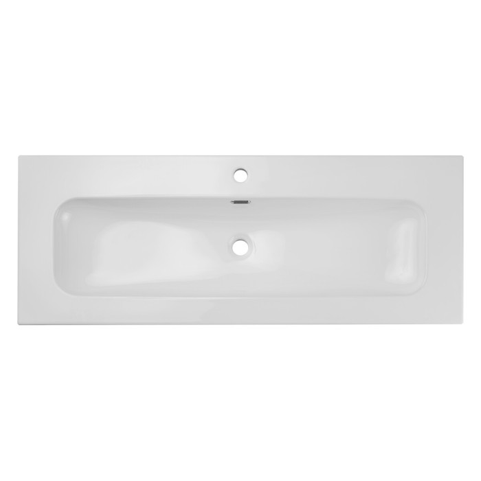 Wastafel XL inbouw LARGO 120 cm in glanzend wit keramiek