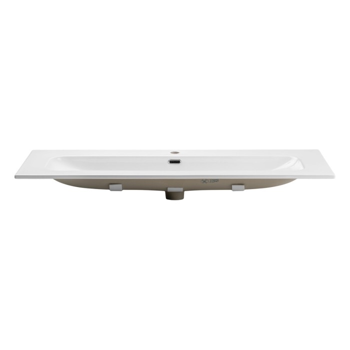 Wastafel XL inbouw LARGO 120 cm in glanzend wit keramiek