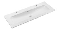 Vasque à encastrer LARGO 120 cm en céramique blanche brillante double robinet