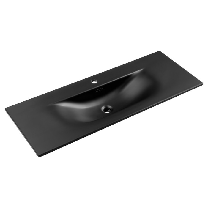 Wastafel inbouw VELOA 120 cm in mat zwart keramiek