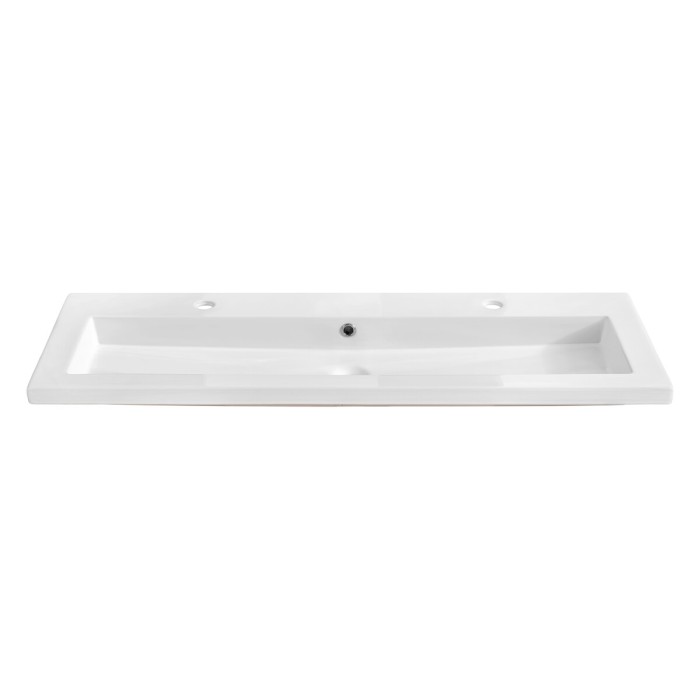 Lavabo da incasso ELIO 120 cm in ceramica bianca lucida con doppio rubinetto