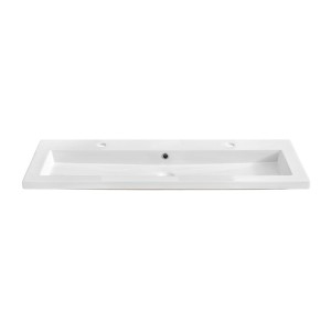 Vasque à encastrer ELIO 120 cm en céramique blanche brillante double robinet
