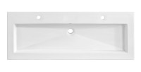 Vasque à encastrer ELIO 120 cm en céramique blanche brillante double robinet