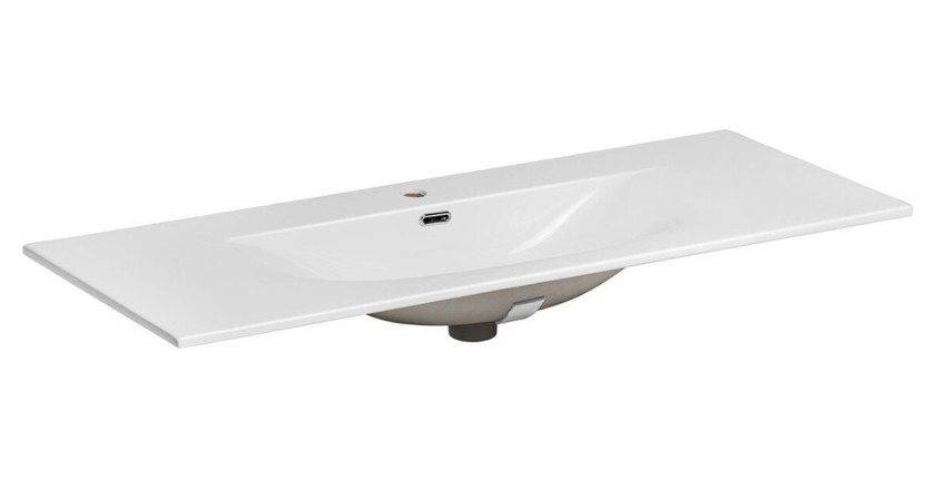 Vasque à encastrer VELOA 120 cm en céramique blanche brillante