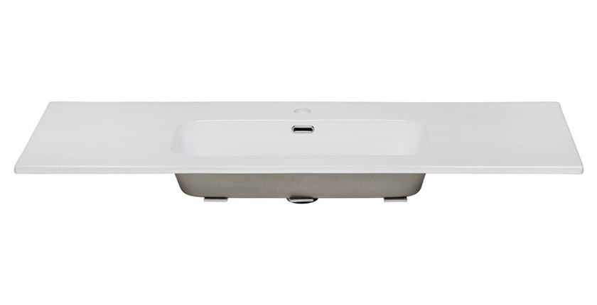 Vasque à encastrer ESSEN 120 cm en céramique blanche brillante décalée gauche