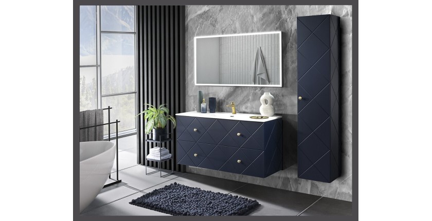 Vasque à encastrer ESSEN 120 cm en céramique blanche brillante décalée gauche