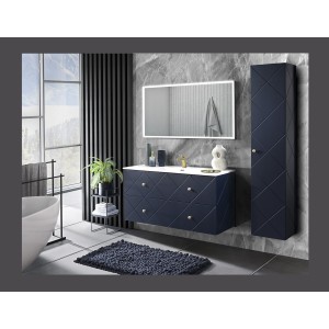 Vasque à encastrer ESSEN 120 cm en céramique blanche brillante décalée gauche