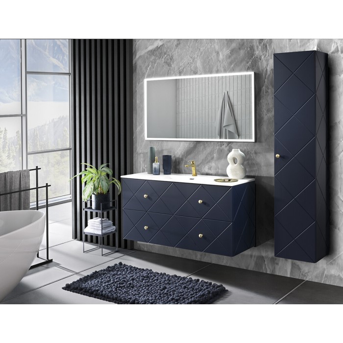 Lavabo da incasso ESSEN 120 cm in ceramica bianca lucida