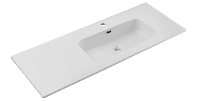 Vasque à encastrer ESSEN 120 cm en céramique blanche brillante décalée droite