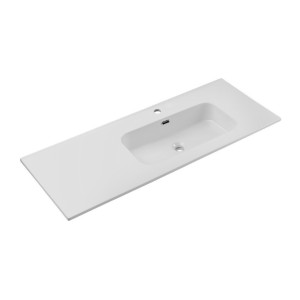 Vasque à encastrer ESSEN 120 cm en céramique blanche brillante décalée droite